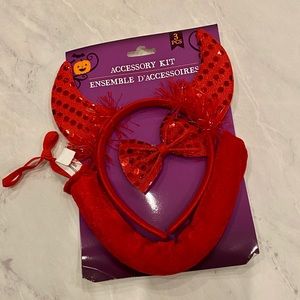 NWT Halloween Costume Red Devil Ears Headband Tail